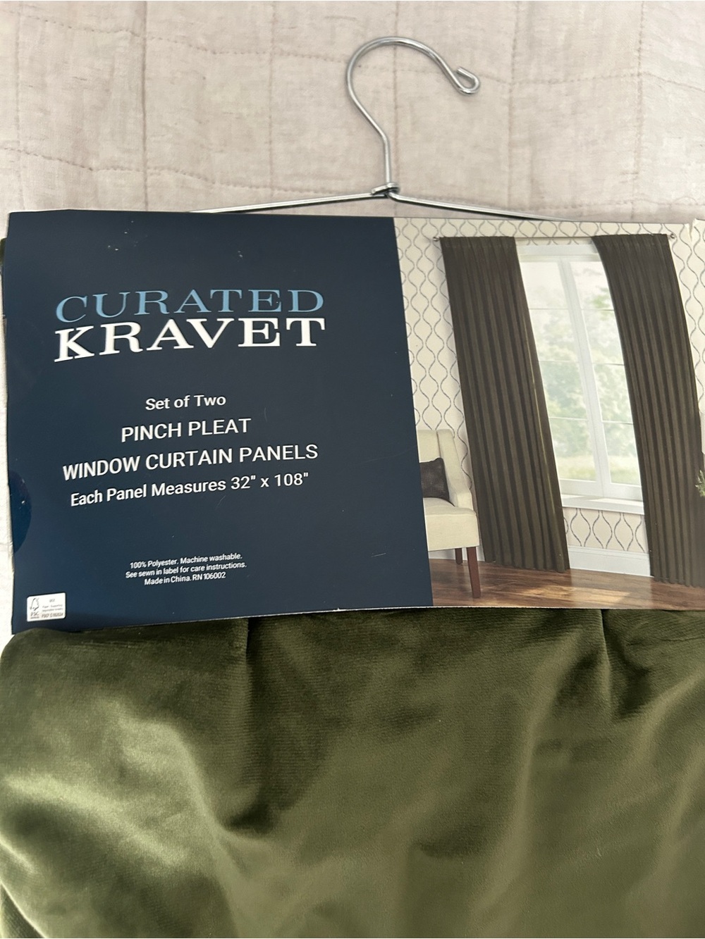 rave Olive Green Pinch Pleat Window Curtain Panels - Set of Two